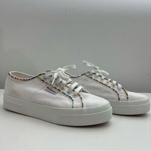 Superga 2740 Multicolor Beads White Platform Sneakers Women’s 9.5 EUC